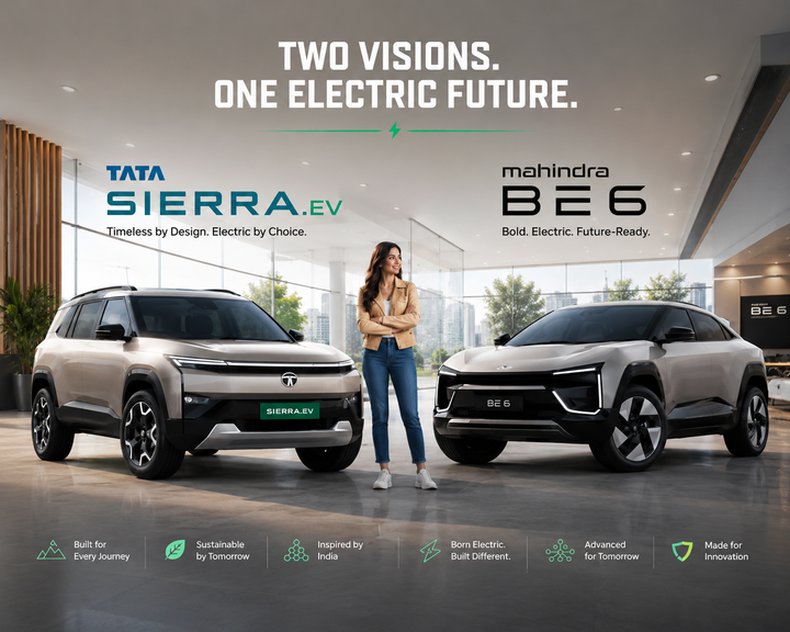 Explore Tata Sierra EV vs Mahindra BE 6 Information: Read Battery, Range, Features, Technology, Performance Insights, and Electric SUV Comparison Details